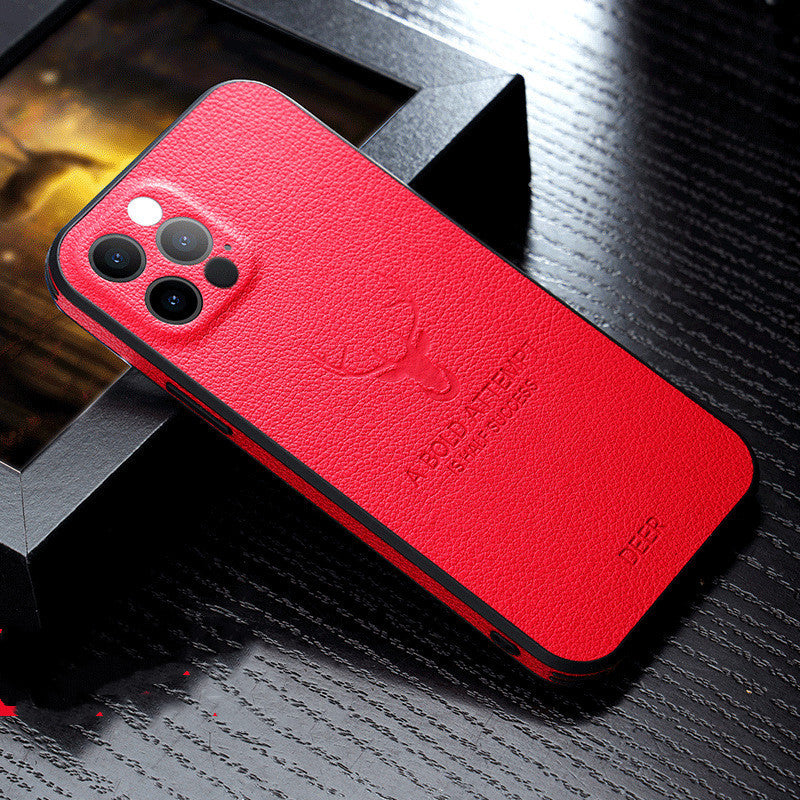 Compatible With Apple, Luxury Leather Texture Square Frame Case On For Deer Camera Protection Shockproof Cover Compatible With Apple, Luxury Leather Texture Square Frame Case On For Deer Camera Protection Shockproof Cover